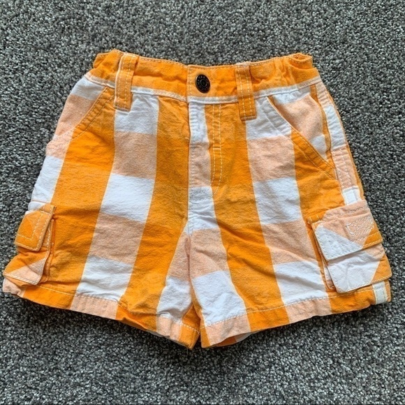 Falls Creek Kids 12 month Orange and White Plaid Shorts - Picture 1 of 6